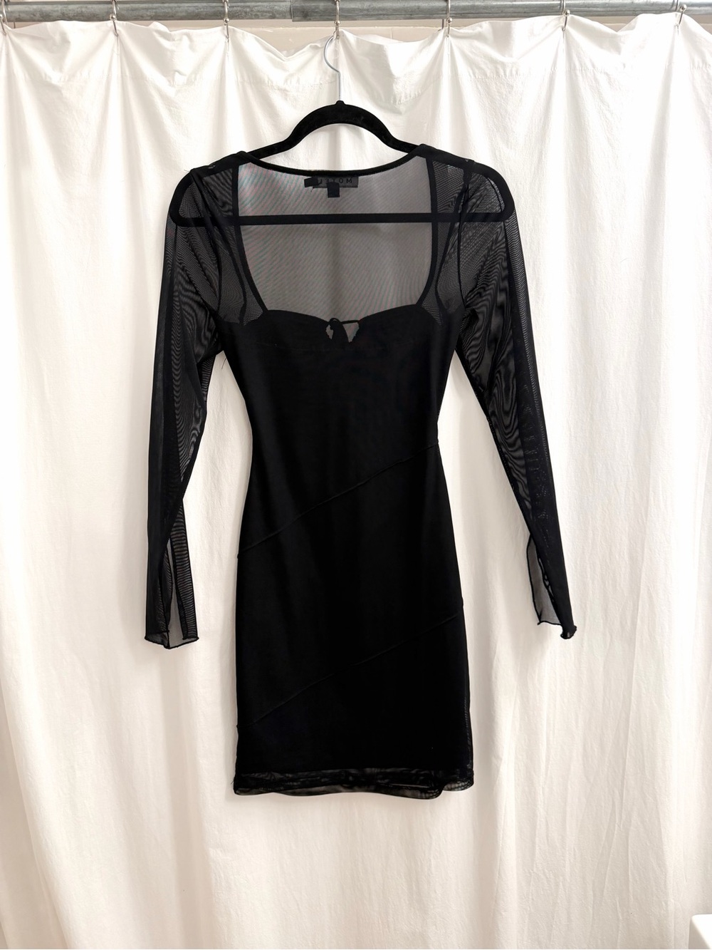 Motel Rocks Black Mesh-Panel Mini Dress